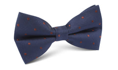 Navy Blue with Brown Polka Dots Bow Tie