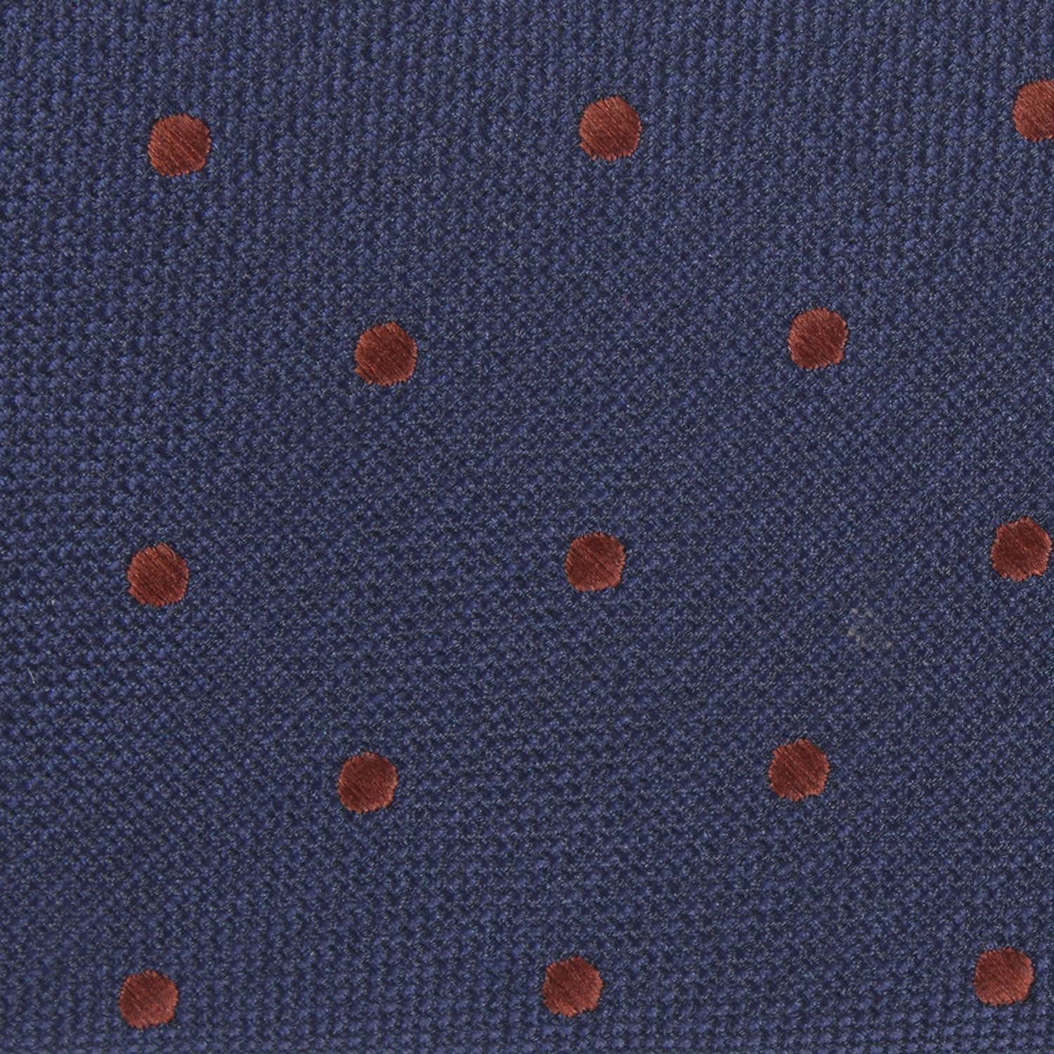 Navy Blue with Brown Polka Dots Fabric Self Tie Diamond Tip Bow TieM128
