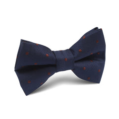Navy Blue with Brown Polka Dots Kids Bow Tie