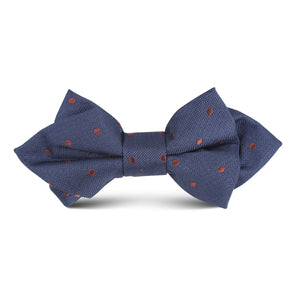 Navy Blue with Brown Polka Dots Kids Diamond Bow Tie