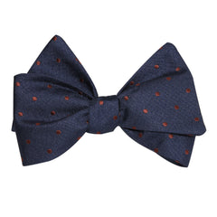 Navy Blue with Brown Polka Dots Self Tie Bow Tie 1