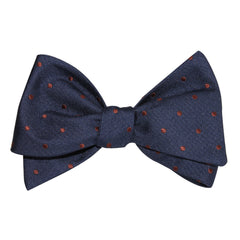 Navy Blue with Brown Polka Dots Self Tie Bow Tie 2