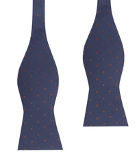 Navy Blue with Brown Polka Dots Self Tie Bow Tie