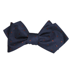 Navy Blue with Brown Polka Dots Self Tie Diamond Tip Bow Tie 2
