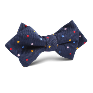 Navy Blue with Confetti Polka Dots Diamond Bow Tie