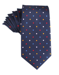 Navy Blue with Confetti Polka Dots Necktie