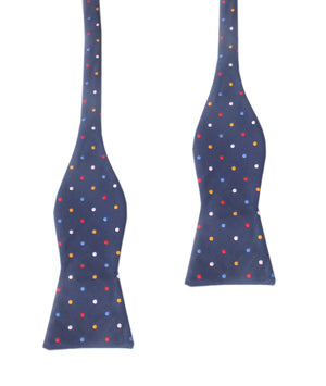 Navy Blue with Confetti Polka Dots Self Tie Bow Tie