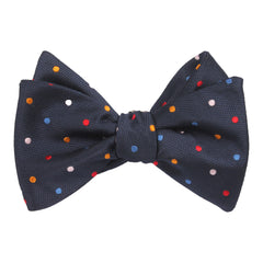 Navy Blue with Confetti Polka Dots Self Tie Bow Tie Self tied knot by OTAA