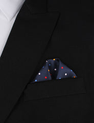 Navy Blue with Confetti Polka Dots Winged Puff Pocket Square Fold