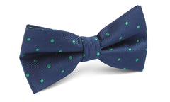 Navy Blue with Green Polka Dots Bow Tie