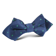 Navy Blue with Green Polka Dots Diamond Bow Tie