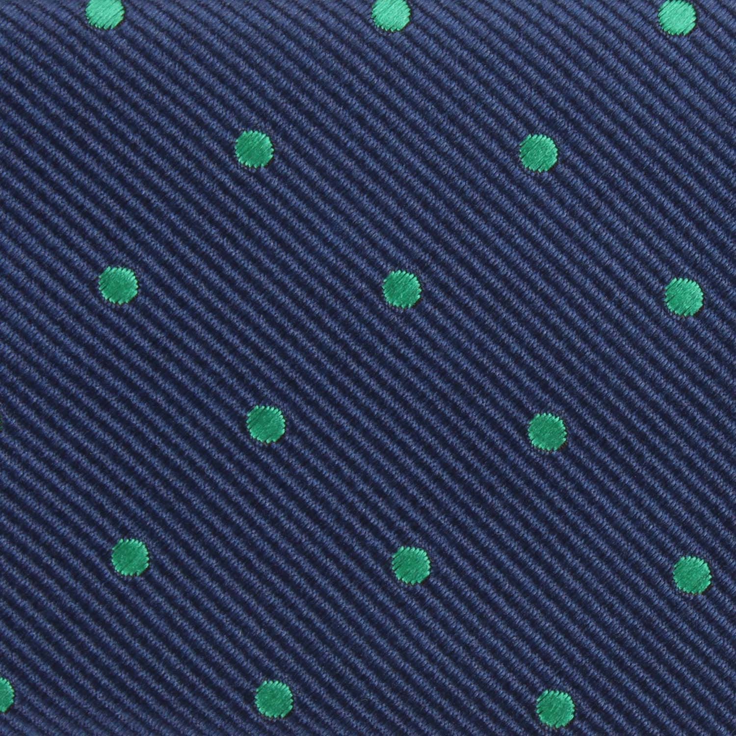 Navy Blue with Green Polka Dots Fabric Self Tie Diamond Tip Bow TieM130