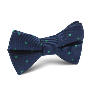 Navy Blue with Green Polka Dots Kids Bow Tie