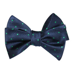 Navy Blue with Green Polka Dots Self Tie Bow Tie 1