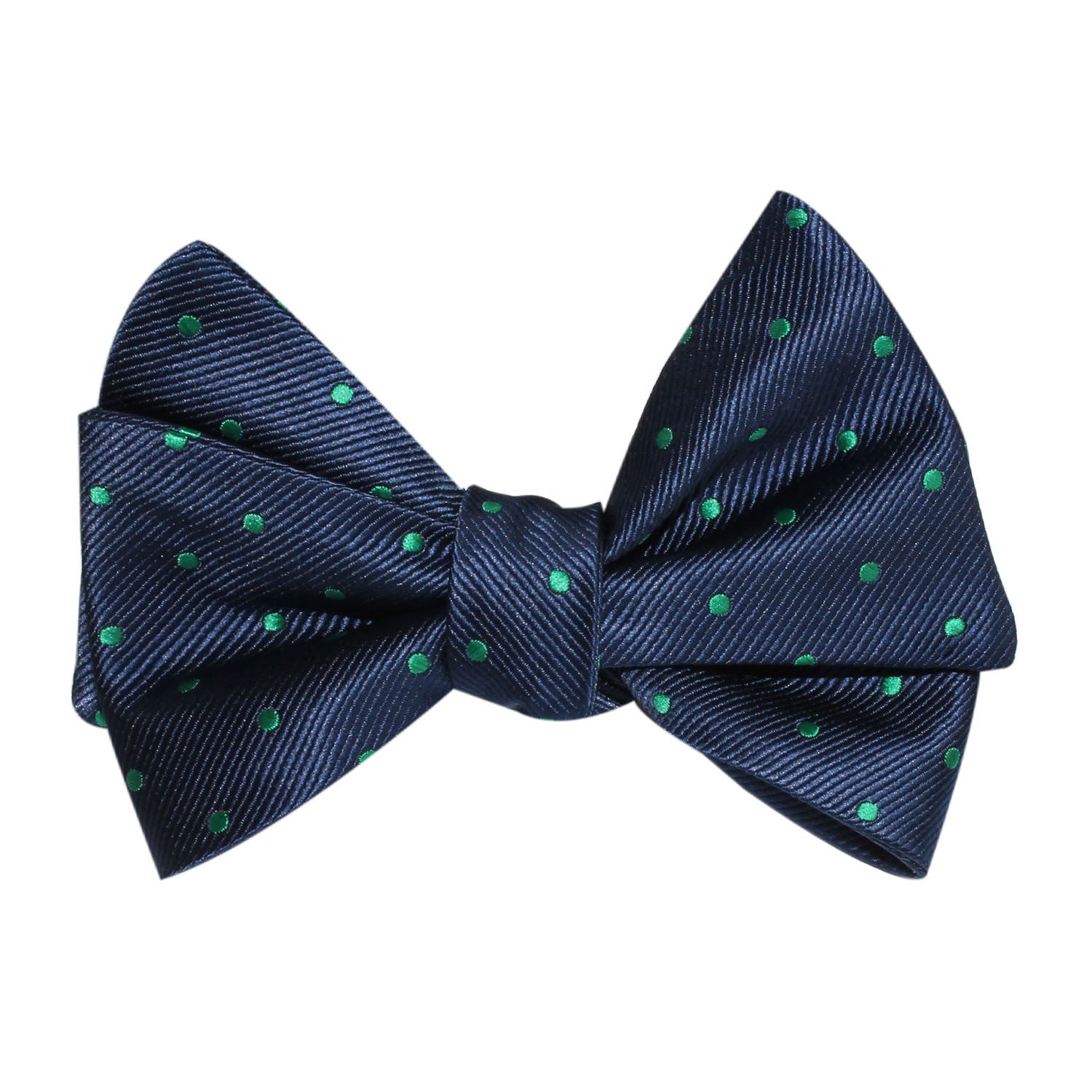 Navy Blue with Green Polka Dots Self Tie Bow Tie 2