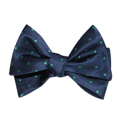 Navy Blue with Green Polka Dots Self Tie Bow Tie 3