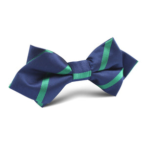 Navy Blue with Green Stripe Diamond Bow Tie