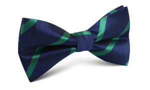 Navy Blue with Green Stripes Bow Tie
