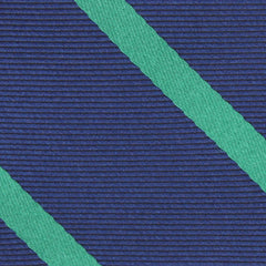 Navy Blue with Green Stripes Fabric Self Tie Diamond Tip Bow TieM153