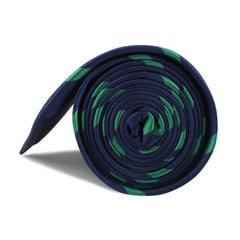 Navy Blue with Green Stripes Necktie Side Roll