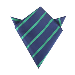 Navy Blue with Green Stripes Pocket Square