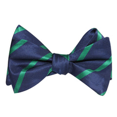 Navy Blue with Green Stripes Self Tie Bow Tie 1