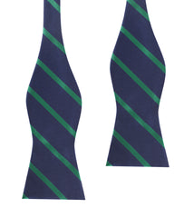 Navy Blue with Green Stripes Self Tie Bow Tie