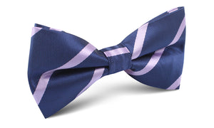 Navy Blue with Lavender Purple Stripes Bow Tie