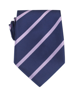 Navy Blue with Lavender Purple Stripes Necktie
