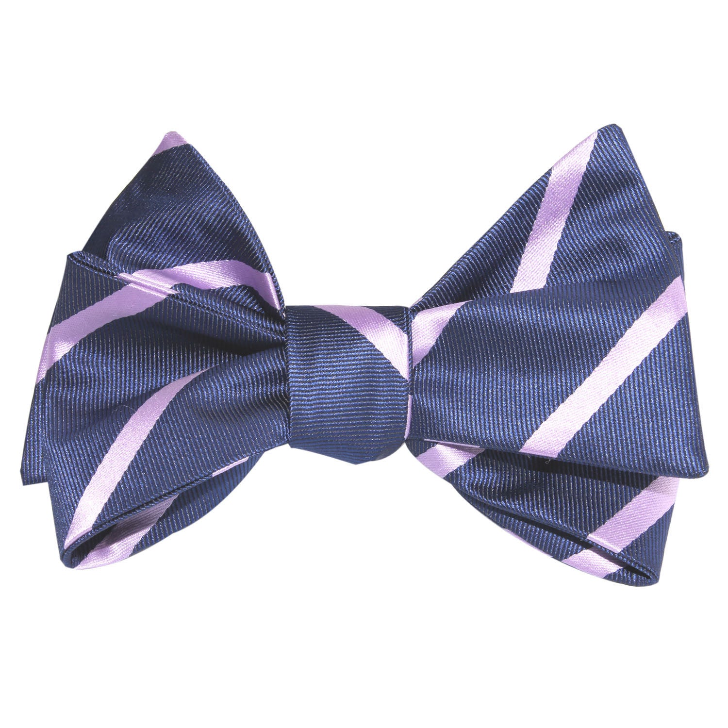 Navy Blue with Lavender Purple Stripes Self Tie Bow Tie 2