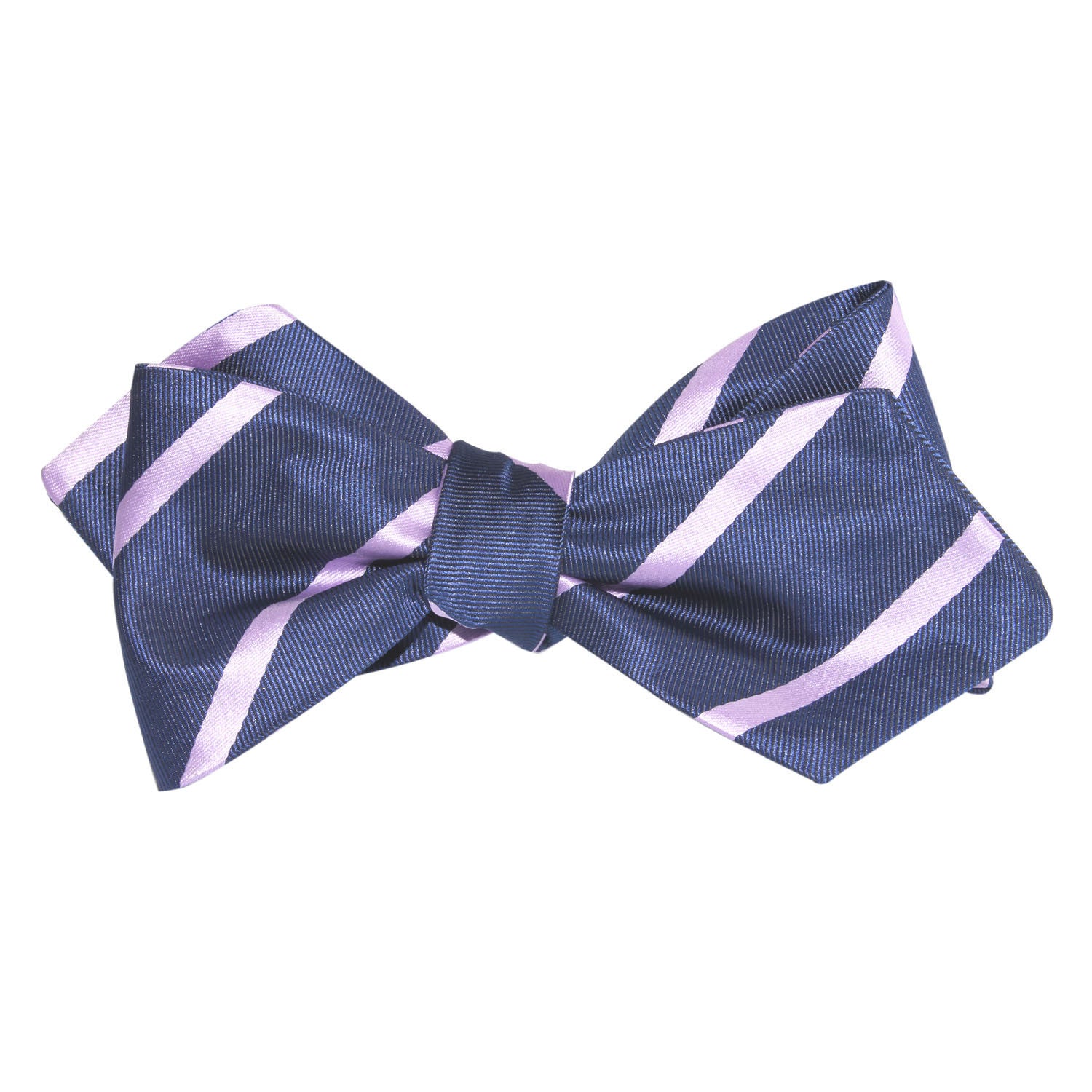Navy Blue with Lavender Purple Stripes Self Tie Diamond Tip Bow Tie 2