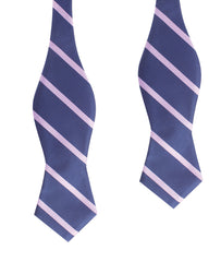 Navy Blue with Lavender Purple Stripes Self Tie Diamond Tip Bow Tie