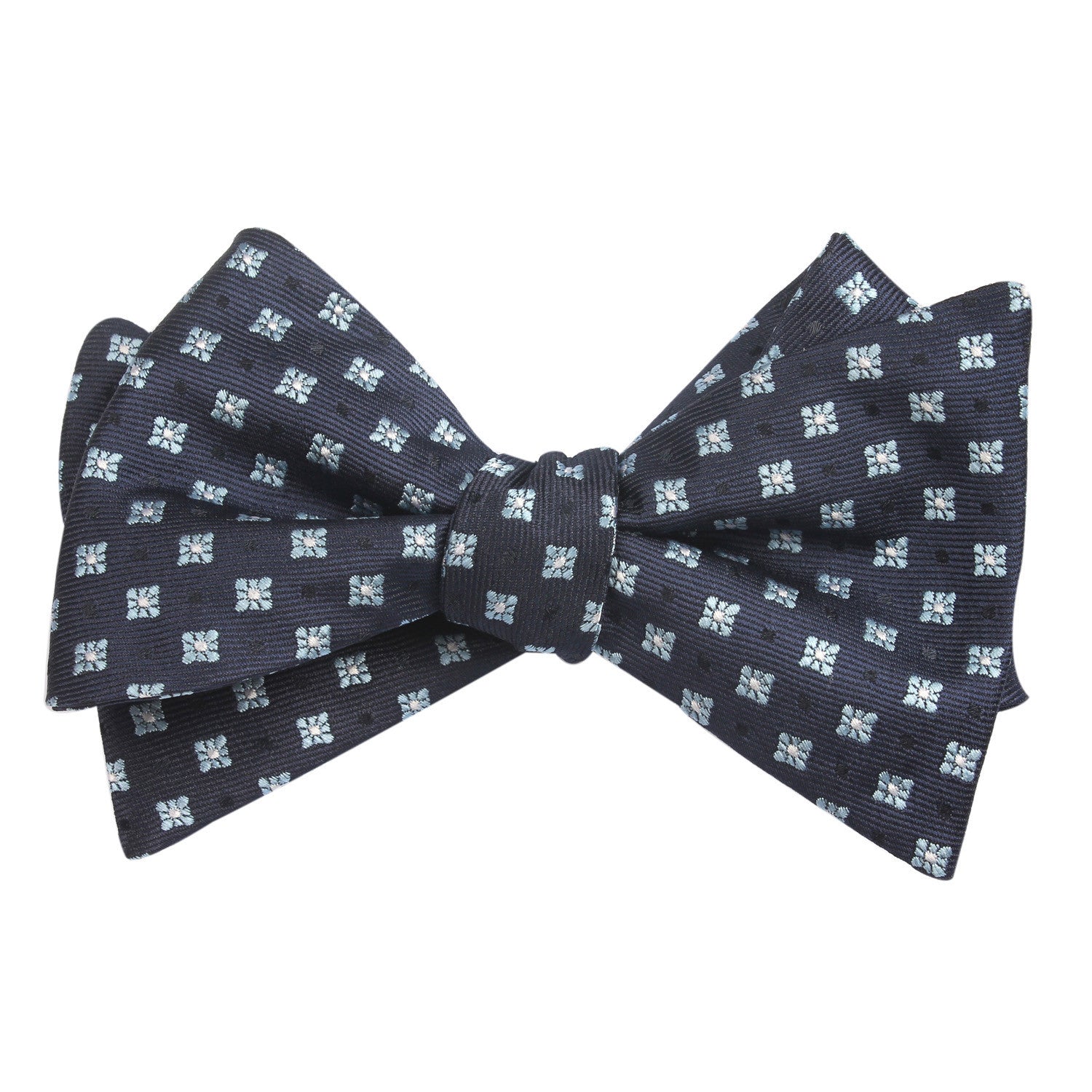 Navy Blue with Light Blue Pattern - Bow Tie (Untied) Self tied knot by OTAA
