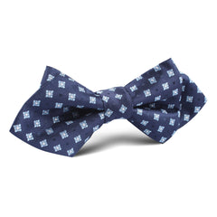 Navy Blue with Light Blue Pattern Diamond Bow Tie
