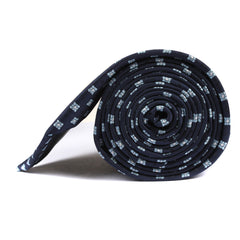 Navy Blue with Light Blue Pattern Tie Side View