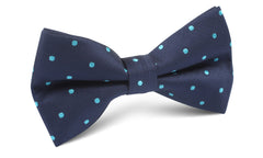 Navy Blue with Mint Blue Polka Dots Bow Tie