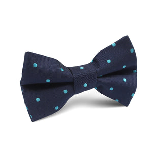 Navy Blue with Mint Blue Polka Dots Kids Bow Tie