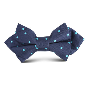 Navy Blue with Mint Blue Polka Dots Kids Diamond Bow Tie