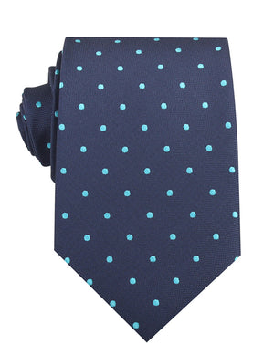 Navy Blue with Mint Blue Polka Dots Necktie