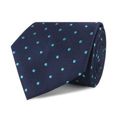 Navy Blue with Mint Blue Polka Dots Necktie