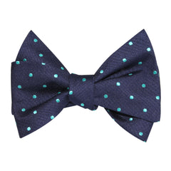 Navy Blue with Mint Blue Polka Dots Self Tie Bow Tie 2