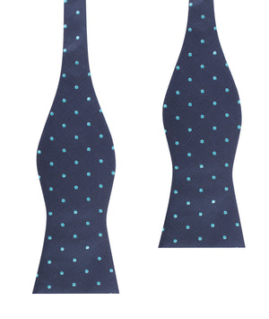 Navy Blue with Mint Blue Polka Dots Self Tie Bow Tie