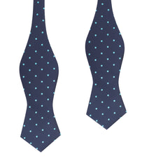 Navy Blue with Mint Blue Polka Dots Self Tie Diamond Tip Bow Tie