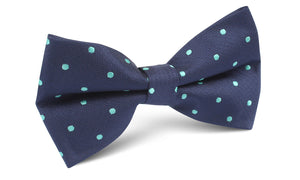 Navy Blue with Mint Green Polka Dots Bow Tie