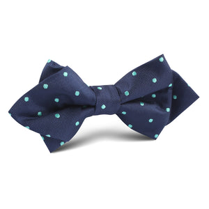 Navy Blue with Mint Green Polka Dots Diamond Bow Tie