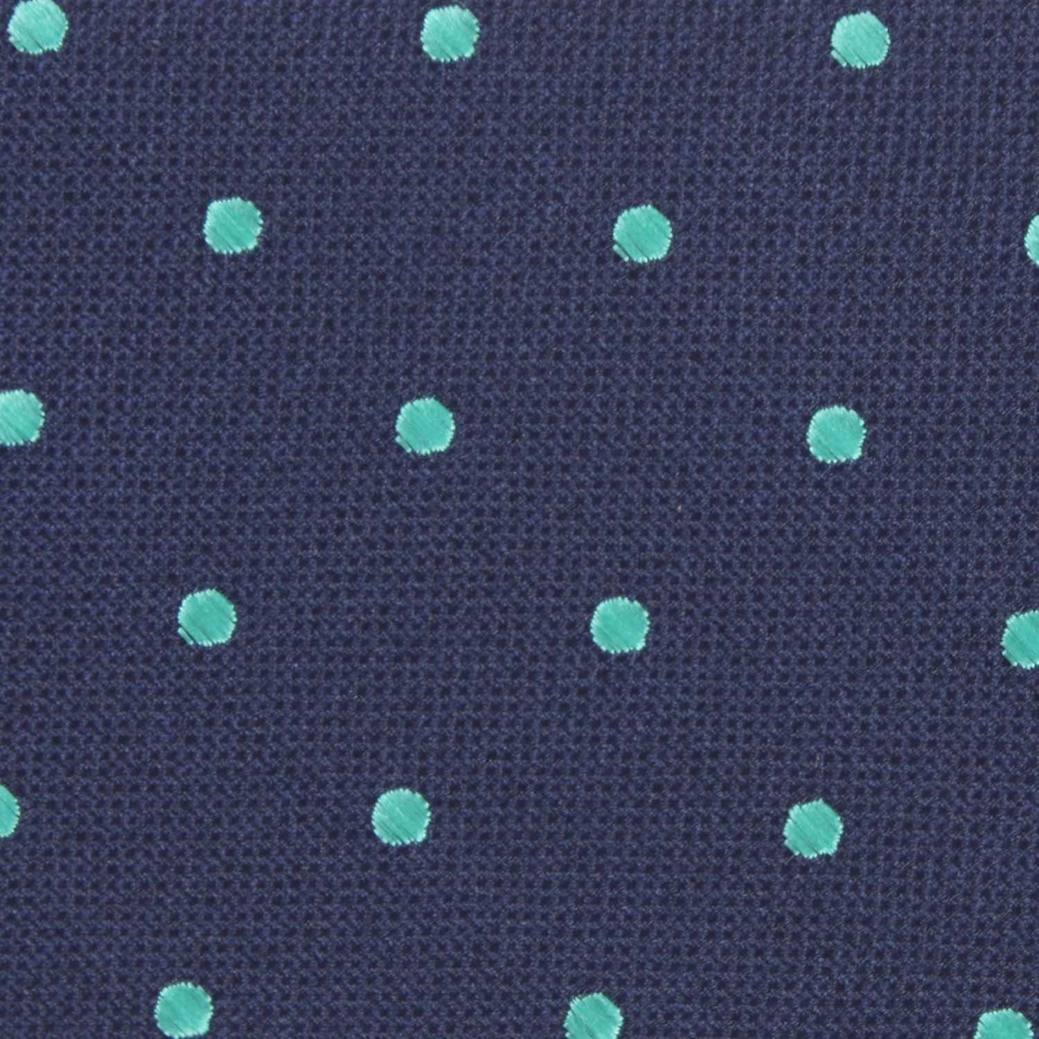 Navy Blue with Mint Green Polka Dots Fabric Self Tie Diamond Tip Bow TieM126