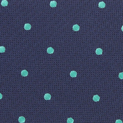 Navy Blue with Mint Green Polka Dots Fabric Skinny Tie M126