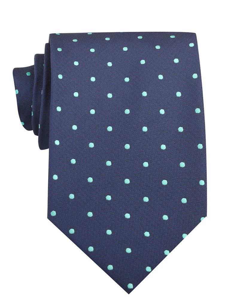 Navy Blue with Mint Green Polka Dots Necktie