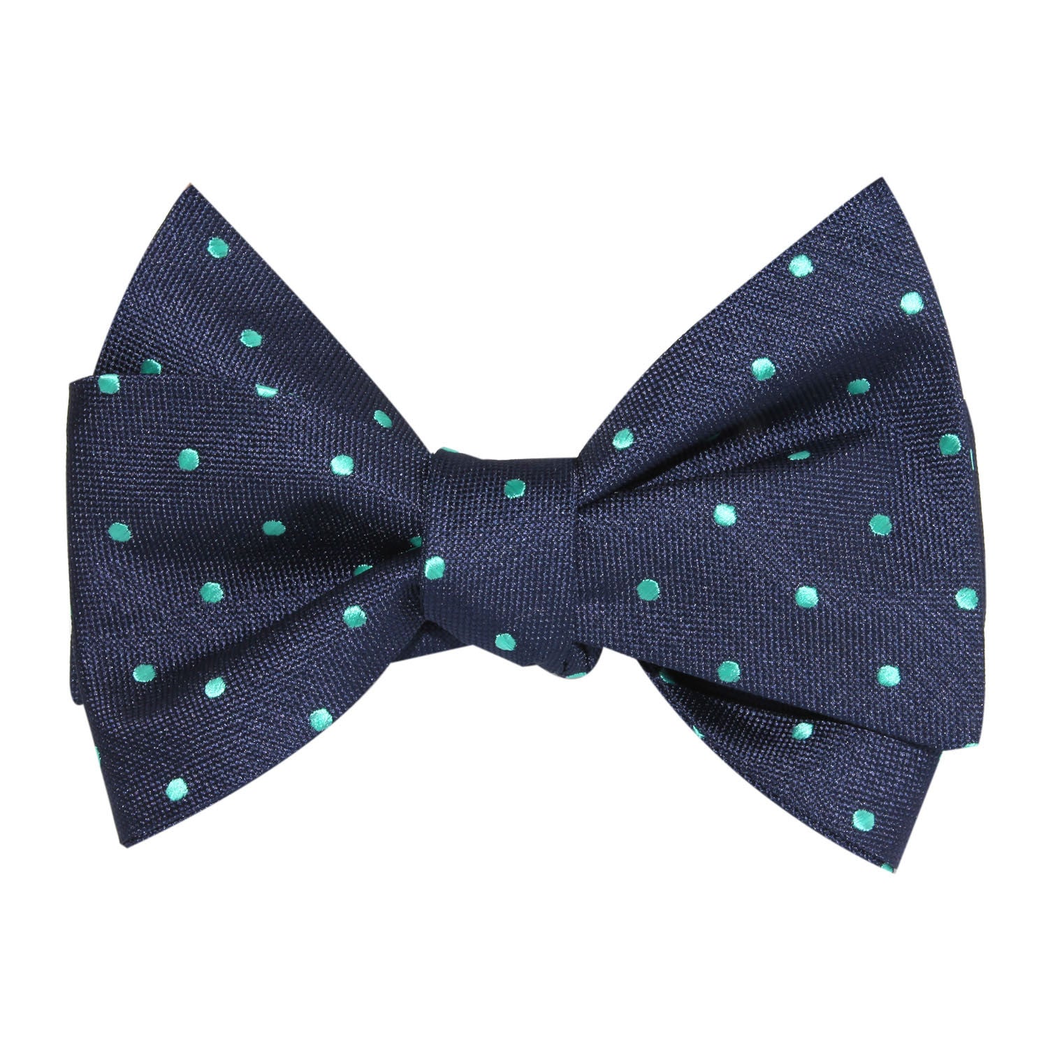 Navy Blue with Mint Green Polka Dots Self Tie Bow Tie 2