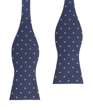 Navy Blue with Mint Green Polka Dots Self Tie Bow Tie
